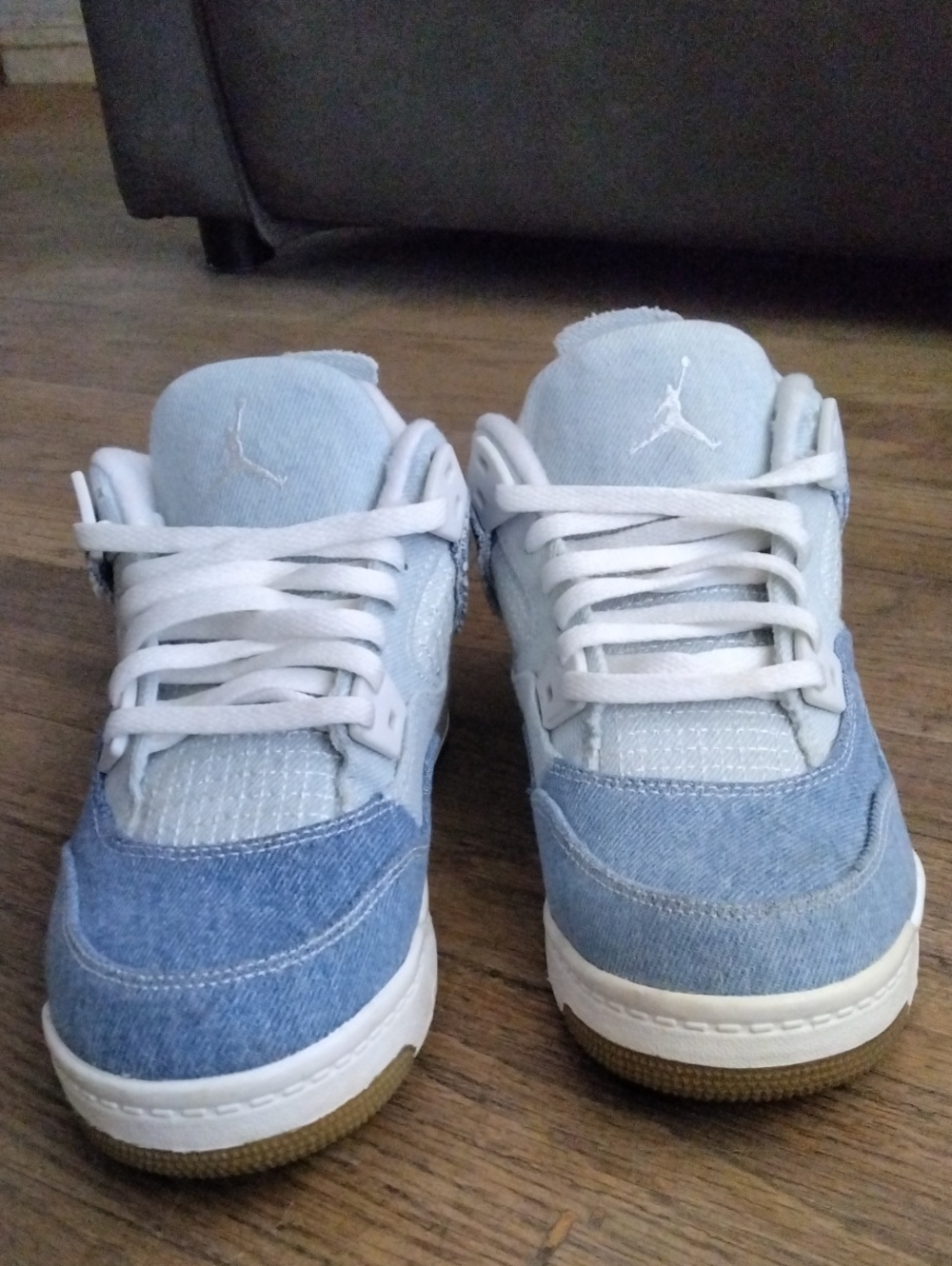 Jordan Kids Light Blue Denim Low-Top Sneakers with White Accents